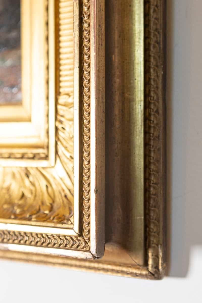 French Giltwood Framed Oil on Panel Kitten Painting Signed Jules Le Roy - JAA