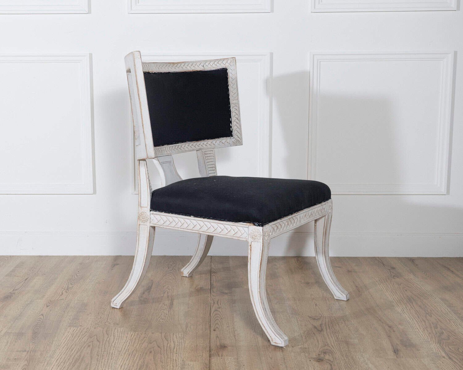 Pair of Swedish Gustavian-Style Chairs with Dark Blue Upholstery - JAA