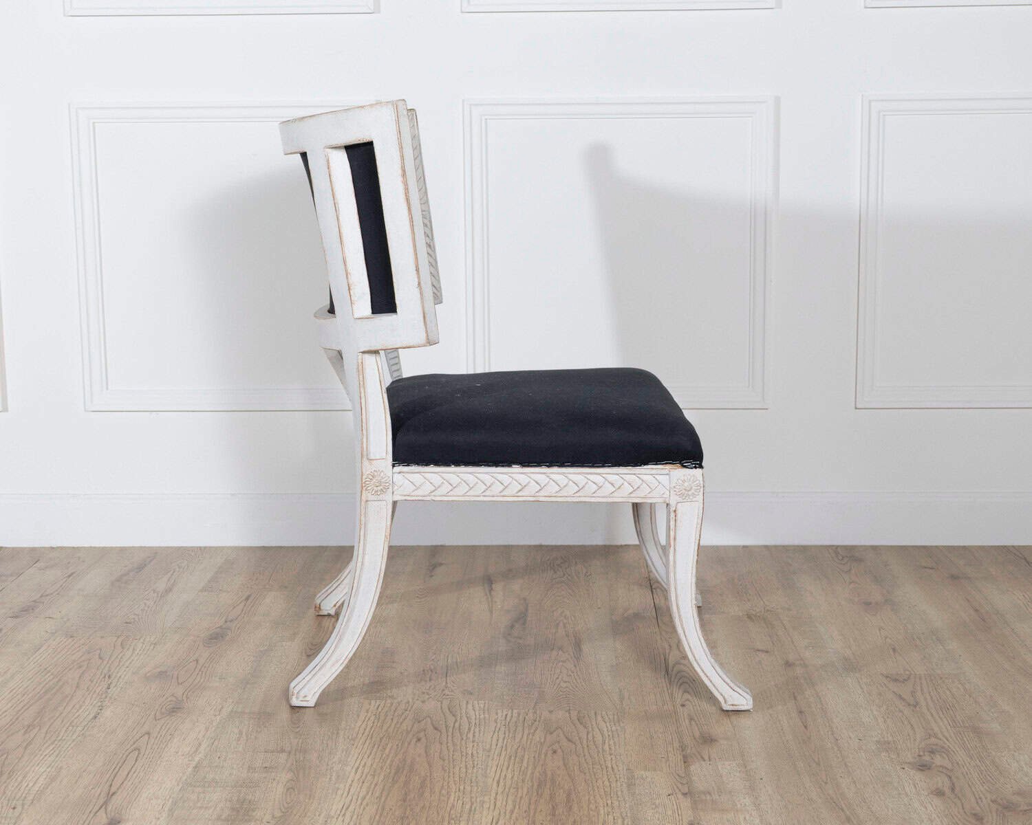 Pair of Swedish Gustavian-Style Chairs with Dark Blue Upholstery - JAA