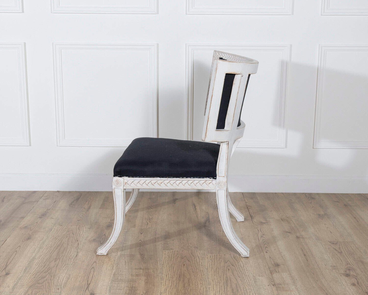 Pair of Swedish Gustavian-Style Chairs with Dark Blue Upholstery - JAA