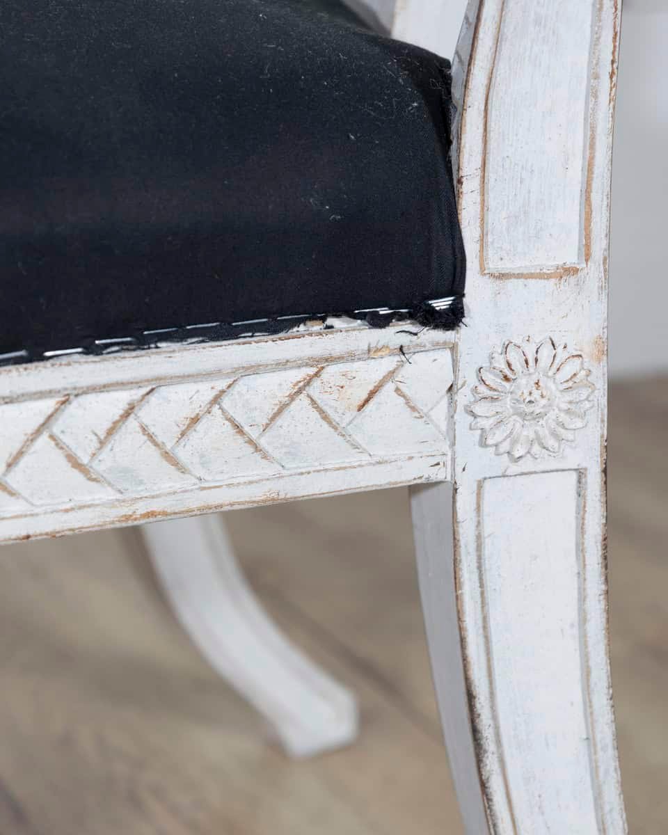 Pair of Swedish Gustavian-Style Chairs with Dark Blue Upholstery - JAA