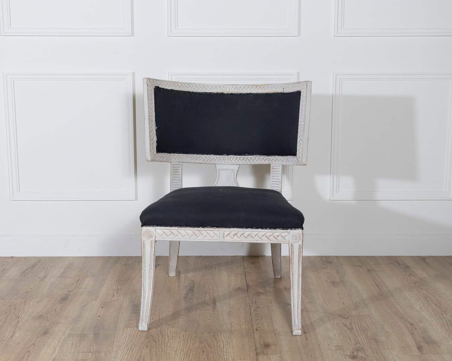 Pair of Swedish Gustavian-Style Chairs with Dark Blue Upholstery - JAA
