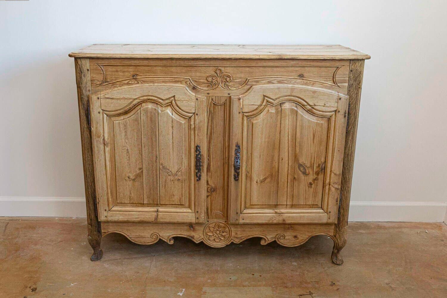 On Hold - French Louis XV Style 1880s Wooden Buffet with Carved Apron and Molded Doors - JAA