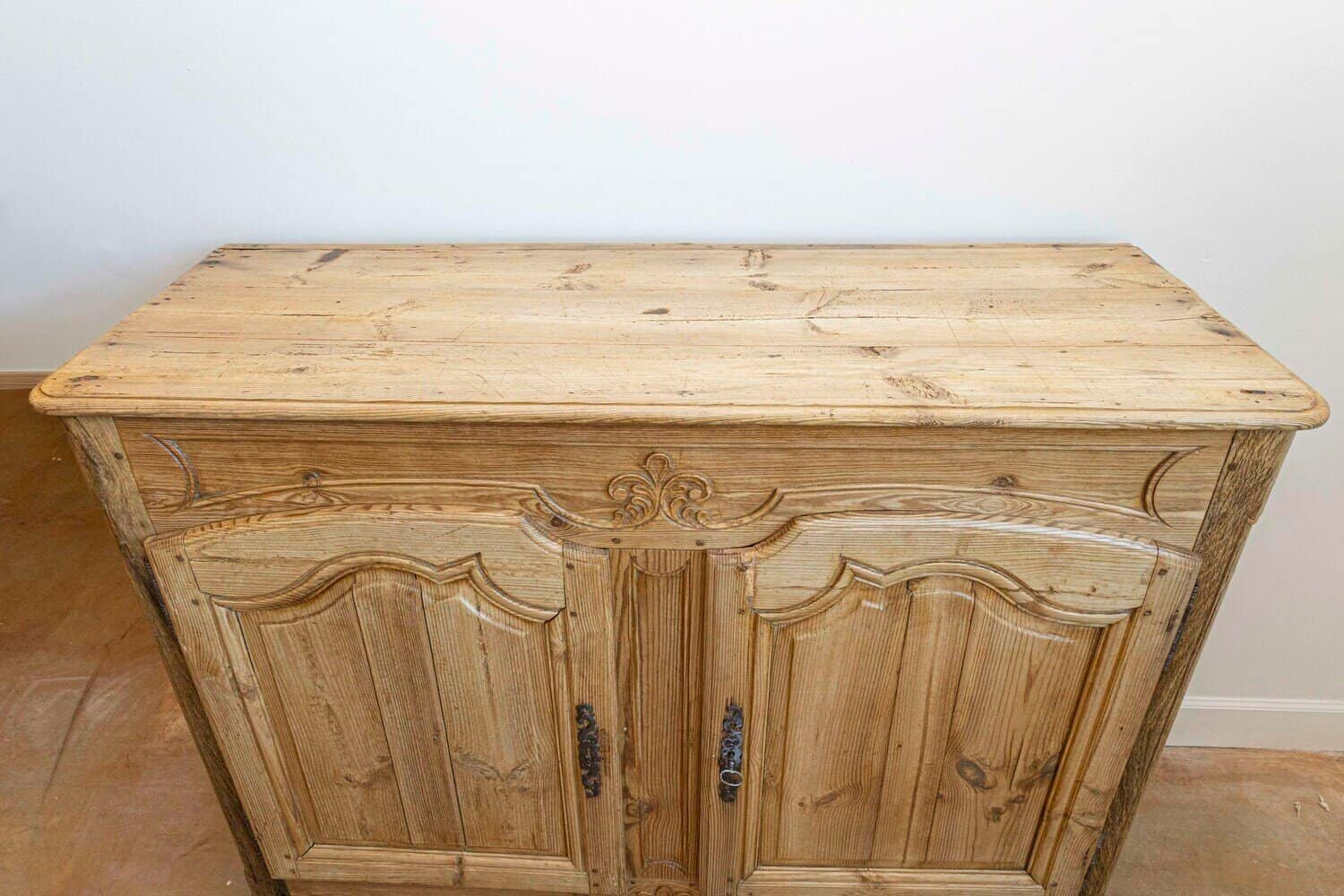 On Hold - French Louis XV Style 1880s Wooden Buffet with Carved Apron and Molded Doors - JAA