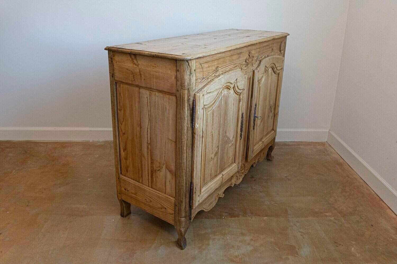 On Hold - French Louis XV Style 1880s Wooden Buffet with Carved Apron and Molded Doors - JAA