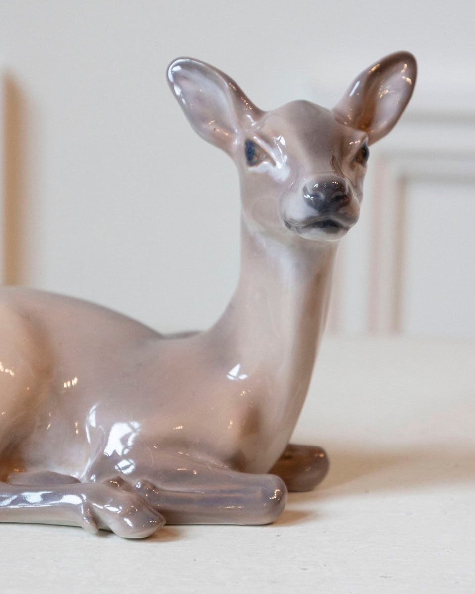 Danish Mid-20th Century Dahl Jensen Copenhagen Porcelain Deer Figurine - JAA