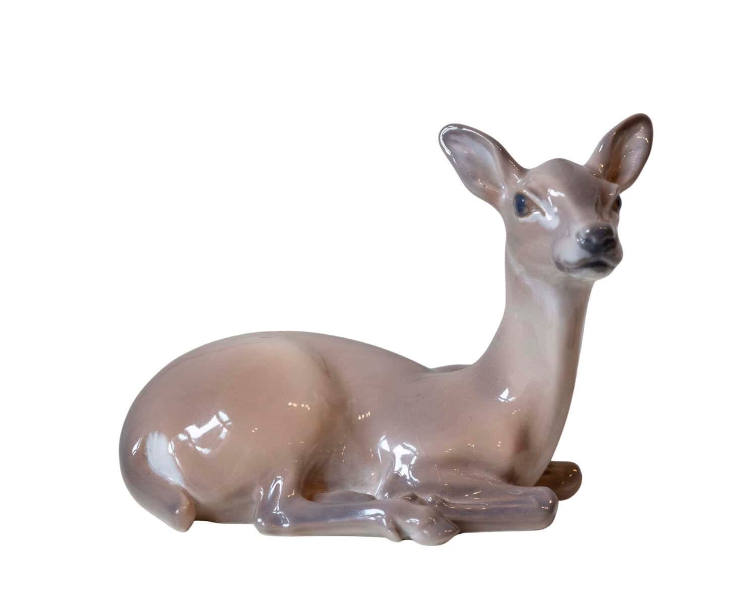 Danish Mid-20th Century Dahl Jensen Copenhagen Porcelain Deer Figurine