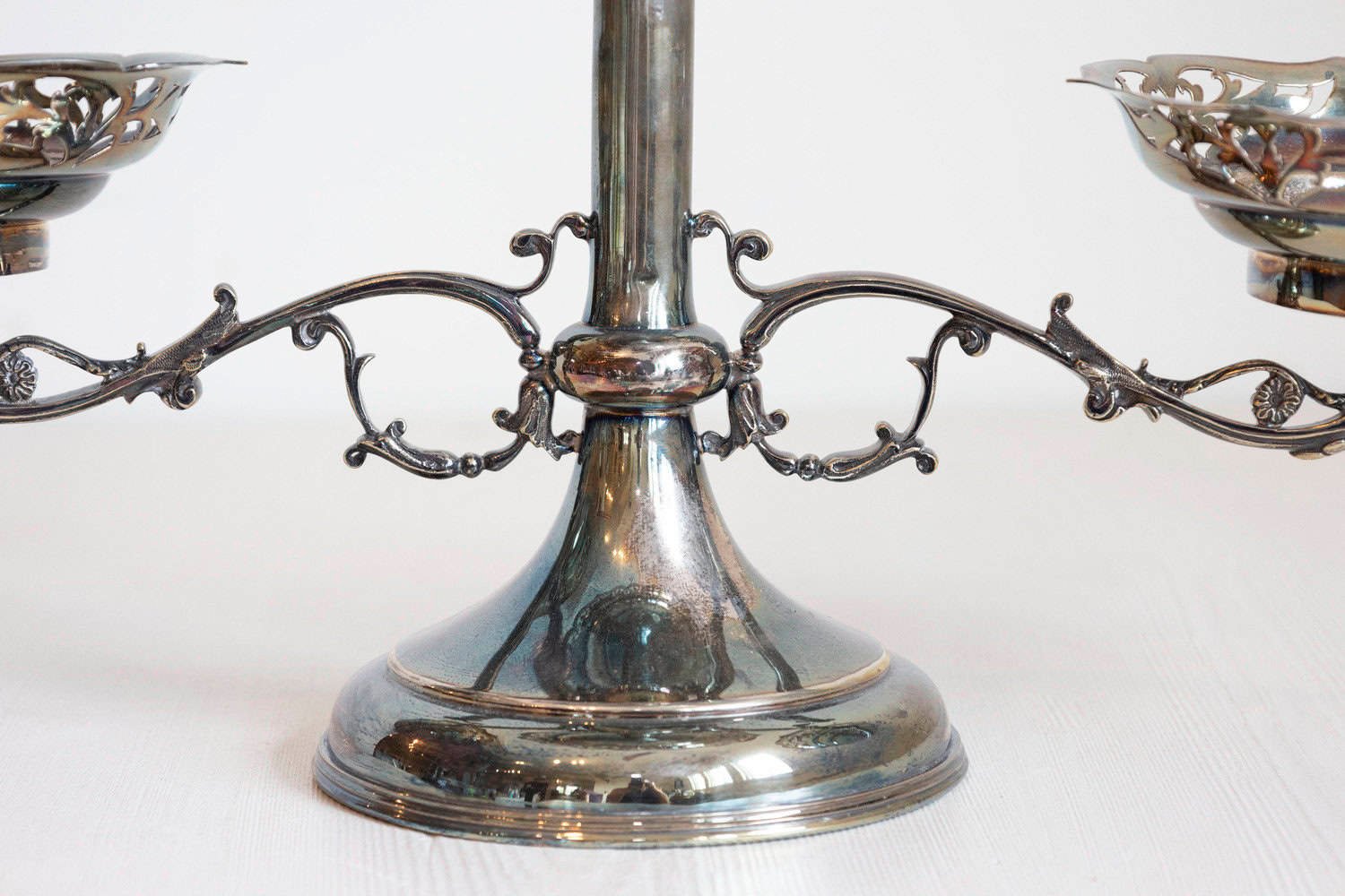 French 19th Century Silver Epergne with Pierced Foliage and Scrolling Motifs - JAA