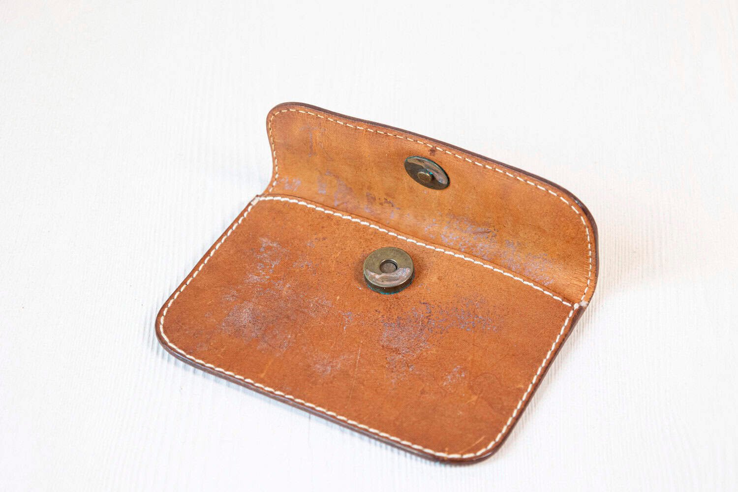 English Victorian Period 19th Century Brown Leather Case with Button Box - JAA