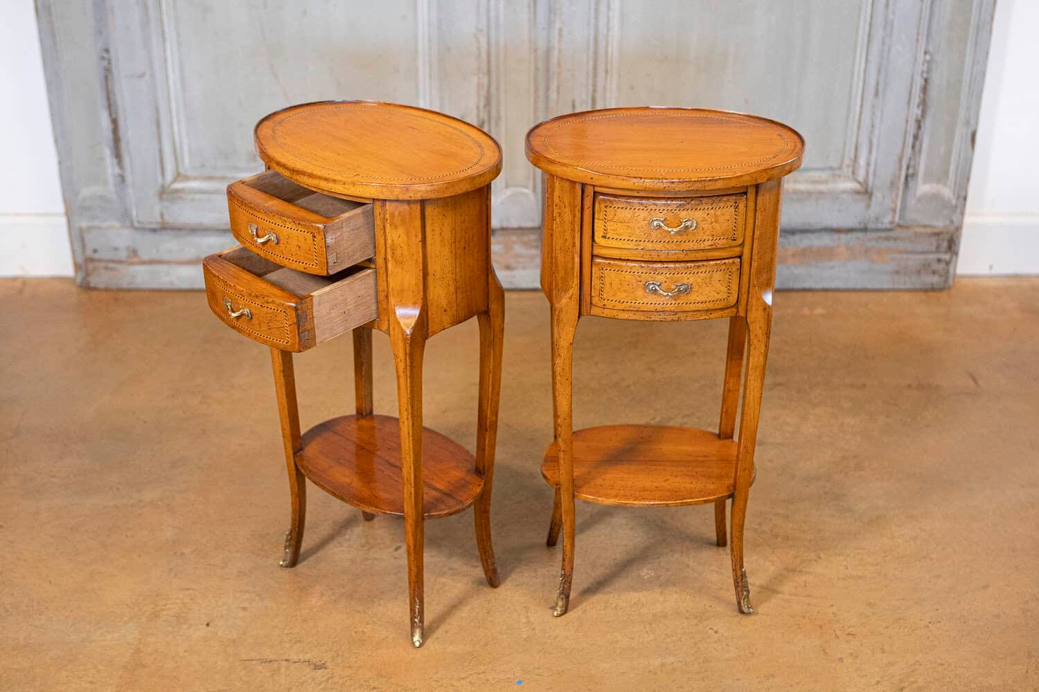 Pair of Early 20th Century French Transition Bedside Tables - JAA