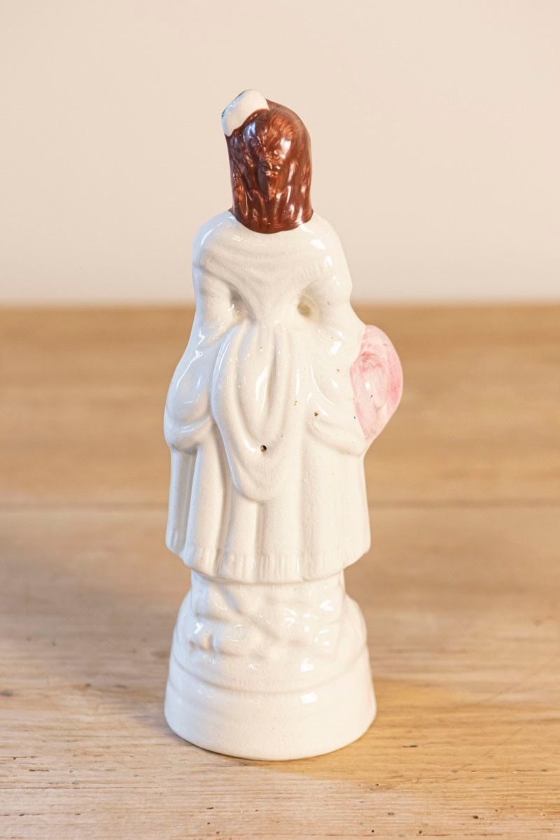 English 20th Century Petite Porcelain Figurine of a Lady with a Floral Basket - JAA