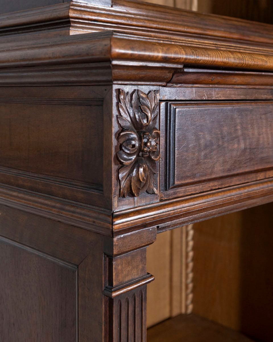 19th Century French Louis XVI Style Walnut 8-Door Bookcase - JAA