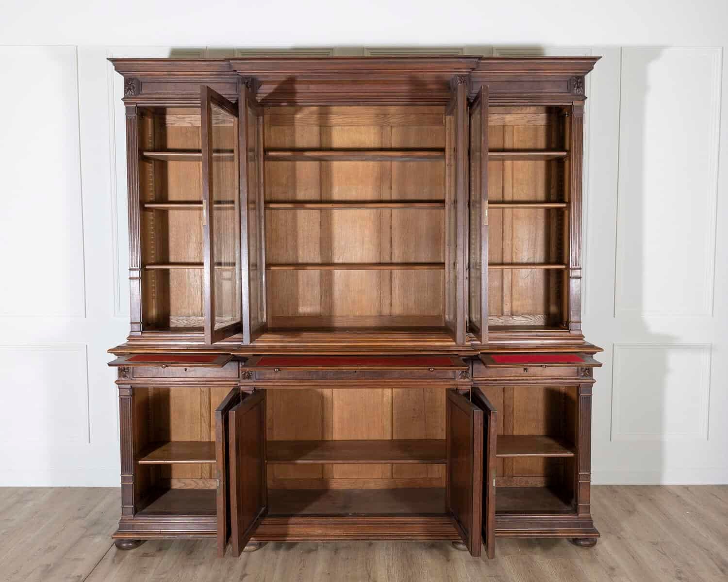 19th Century French Louis XVI Style Walnut 8-Door Bookcase - JAA