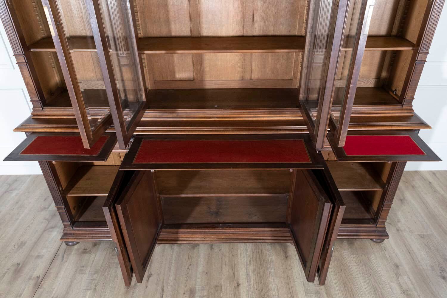 19th Century French Louis XVI Style Walnut 8-Door Bookcase - JAA