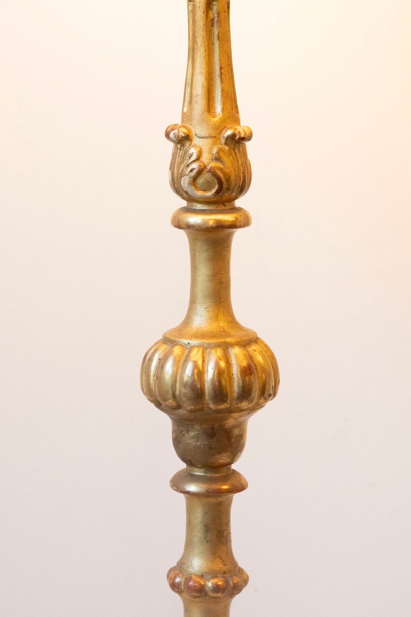 19th Century French Giltwood Table Lamp with Ornate Carved Base - JAA