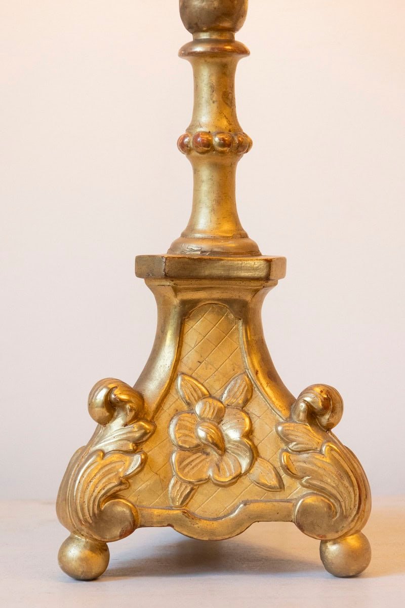 19th Century French Giltwood Table Lamp with Ornate Carved Base - JAA