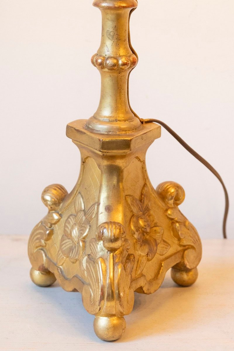 19th Century French Giltwood Table Lamp with Ornate Carved Base - JAA