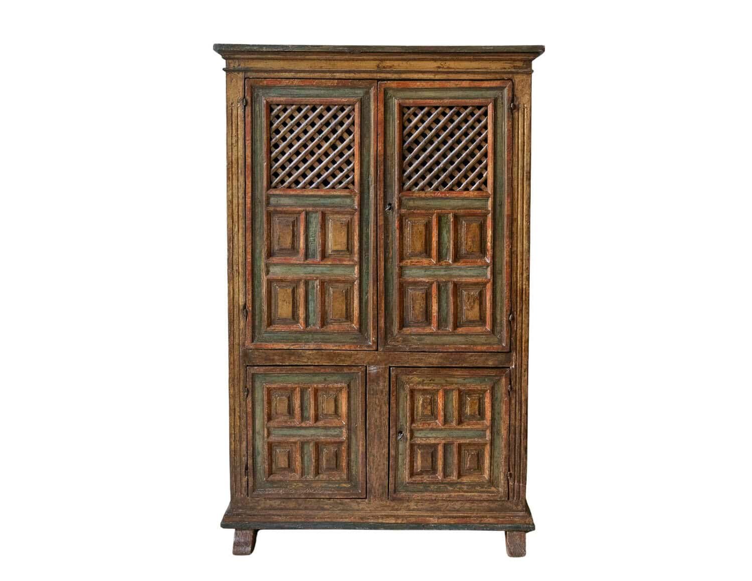 Spanish 18th Century Painted Cupboard-Cabinet with Original Finish - JAA