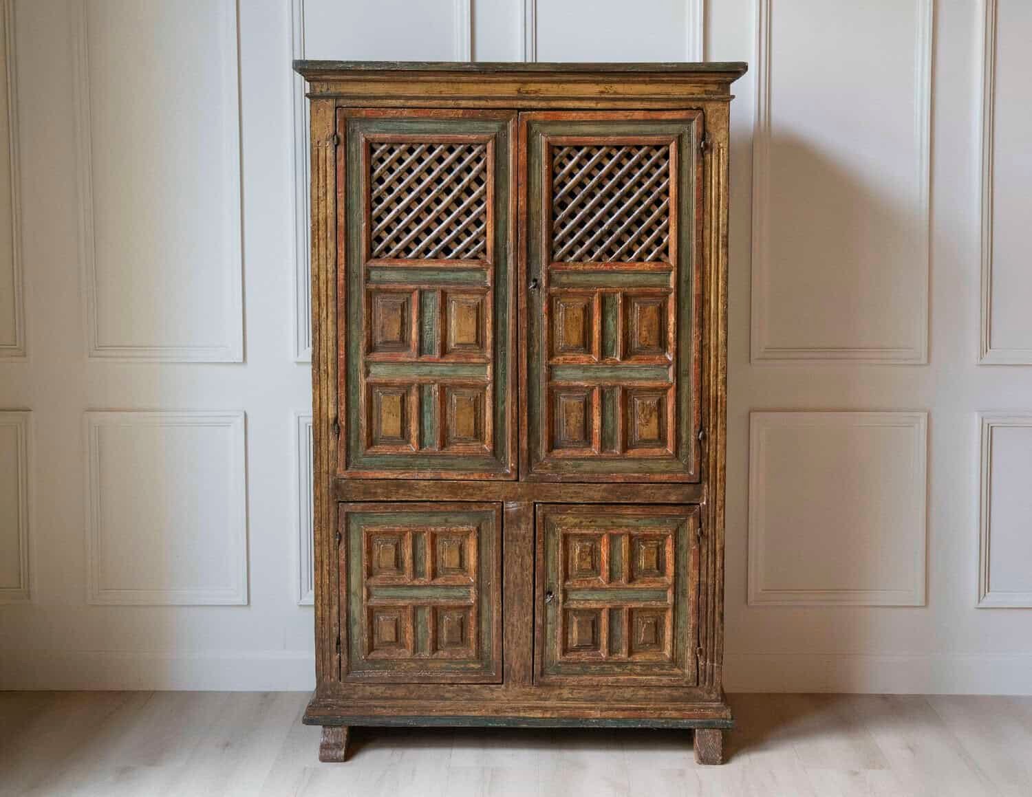 Spanish 18th Century Painted Cupboard-Cabinet with Original Finish - JAA