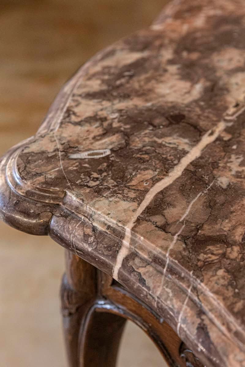 French 1720s Régence Period Walnut Console Table with Original Marble Top - JAA