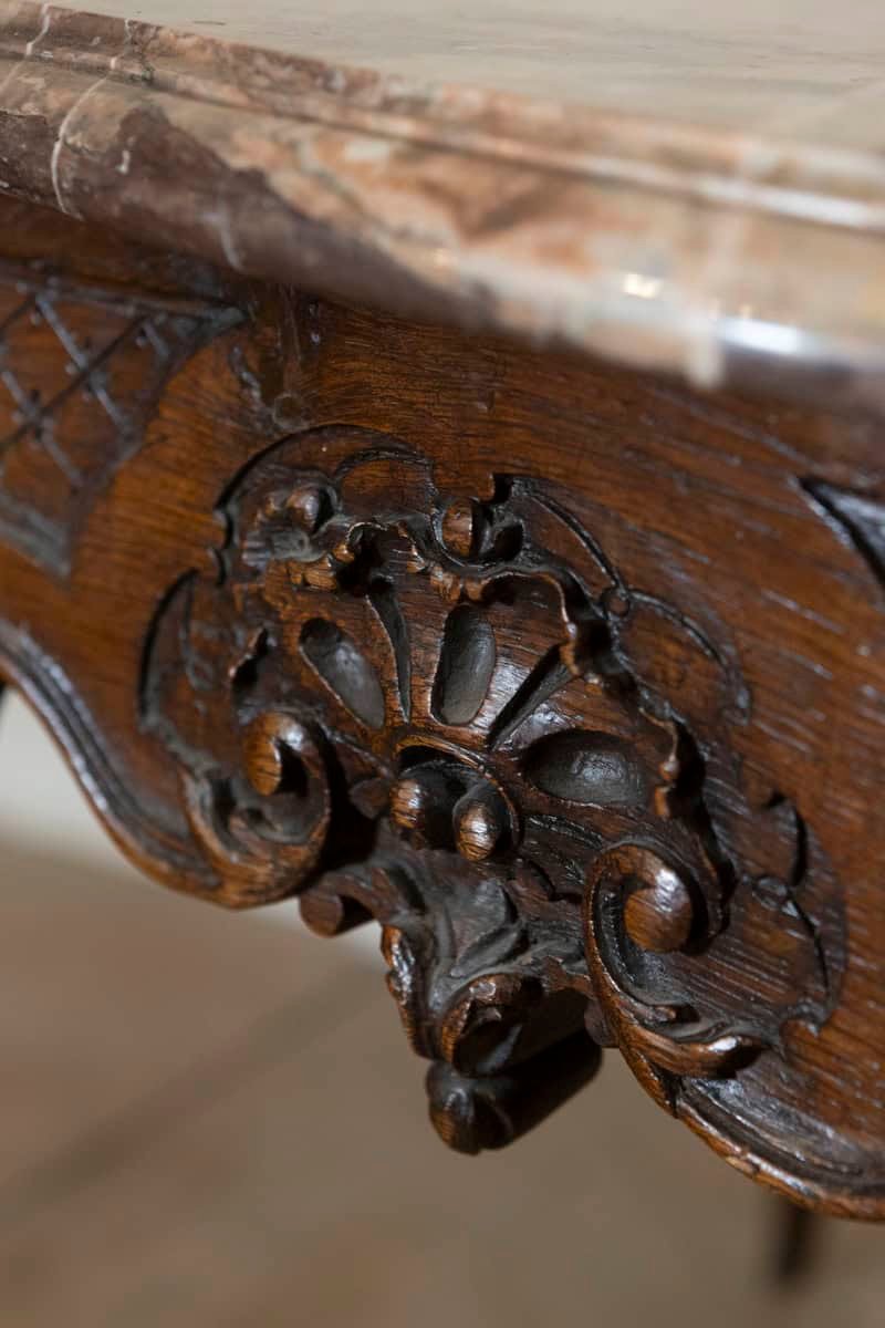 French 1720s Régence Period Walnut Console Table with Original Marble Top - JAA