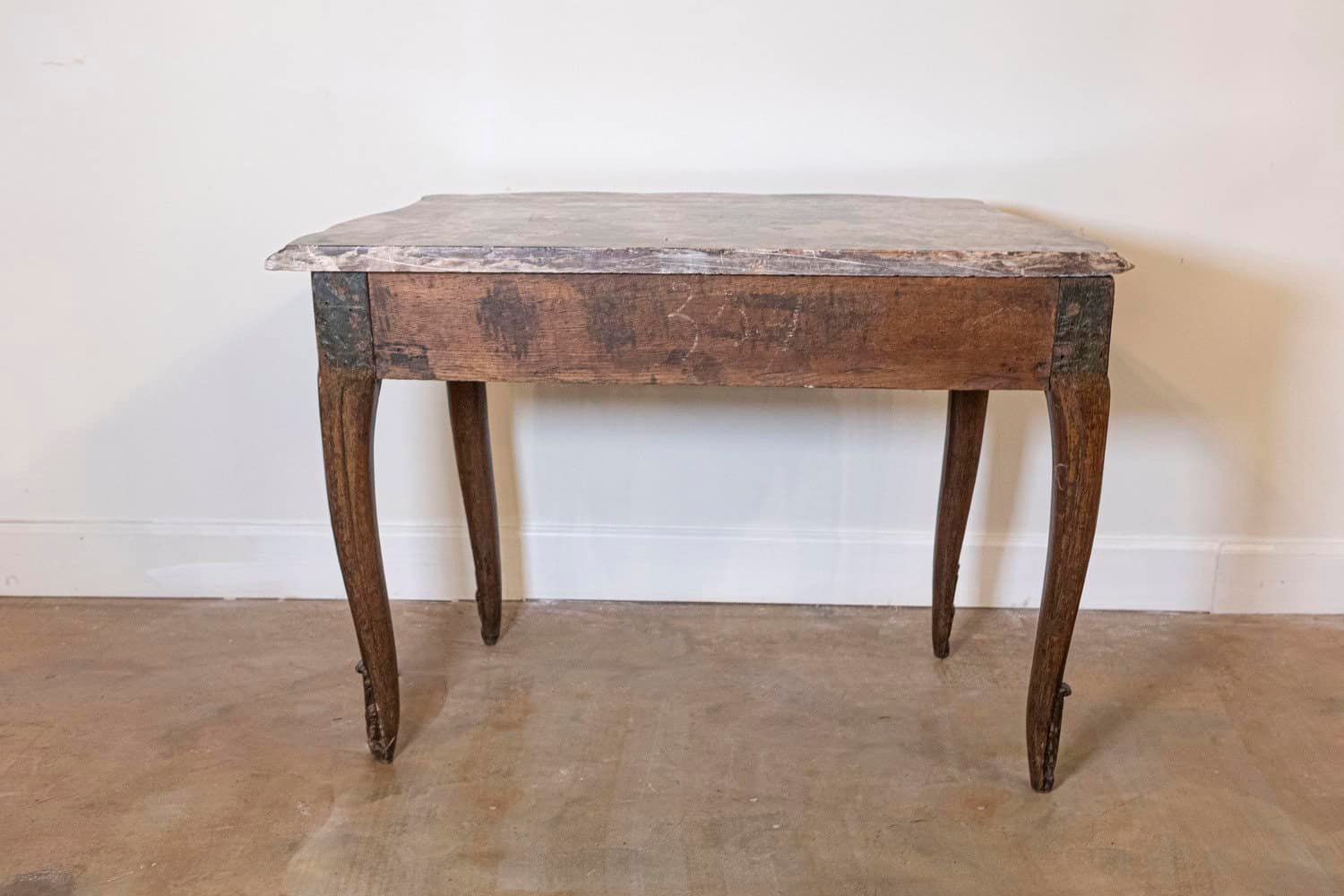 French 1720s Régence Period Walnut Console Table with Original Marble Top - JAA