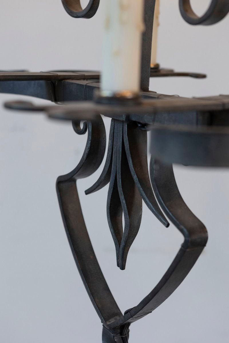 French Turn of the Century Candelabras Style Four-Light Wrought-Iron Floor Lamp - JAA