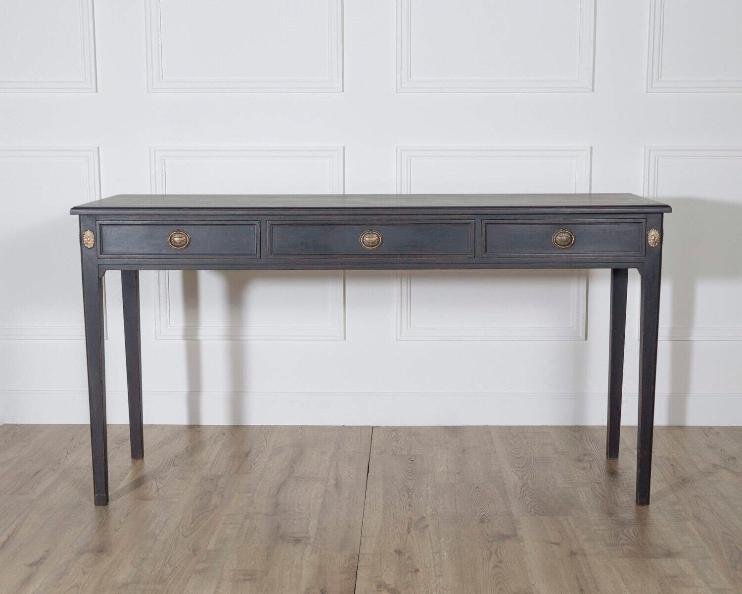 Midcentury Painted Console Table with Drawers and Brass Details, circa 1960 - JAA