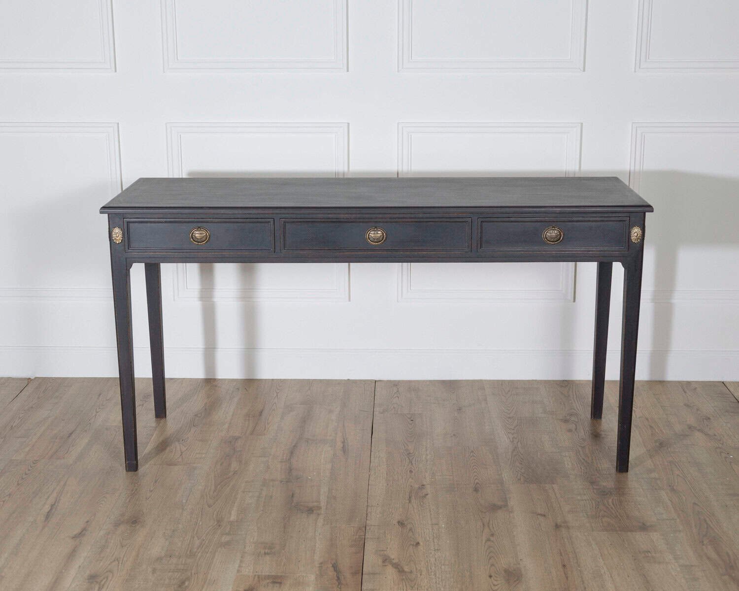 Midcentury Painted Console Table with Drawers and Brass Details, circa 1960 - JAA