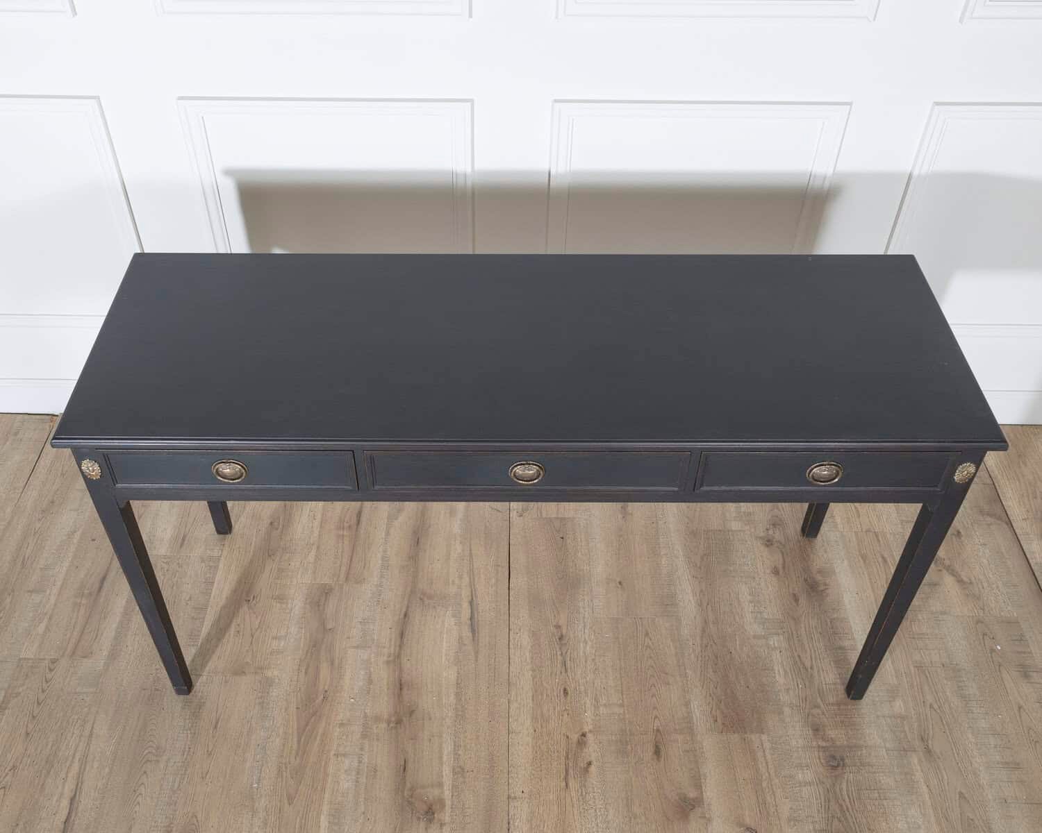 Midcentury Painted Console Table with Drawers and Brass Details, circa 1960 - JAA