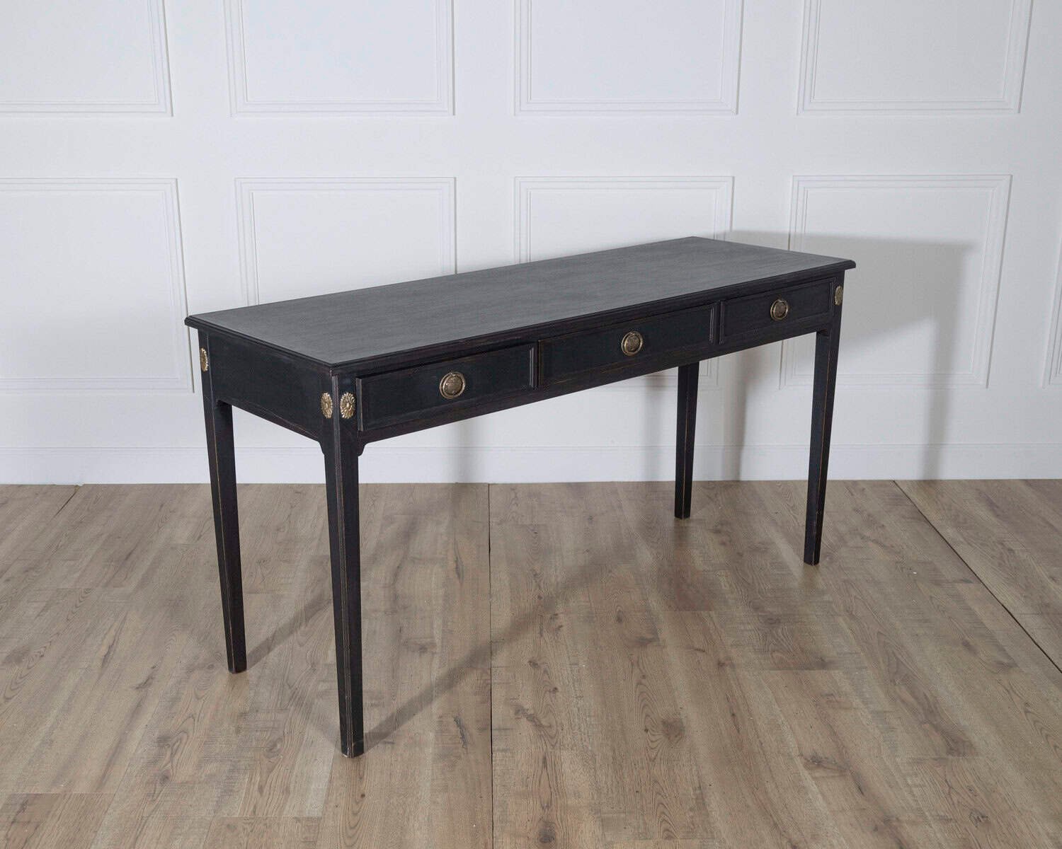 Midcentury Painted Console Table with Drawers and Brass Details, circa 1960 - JAA