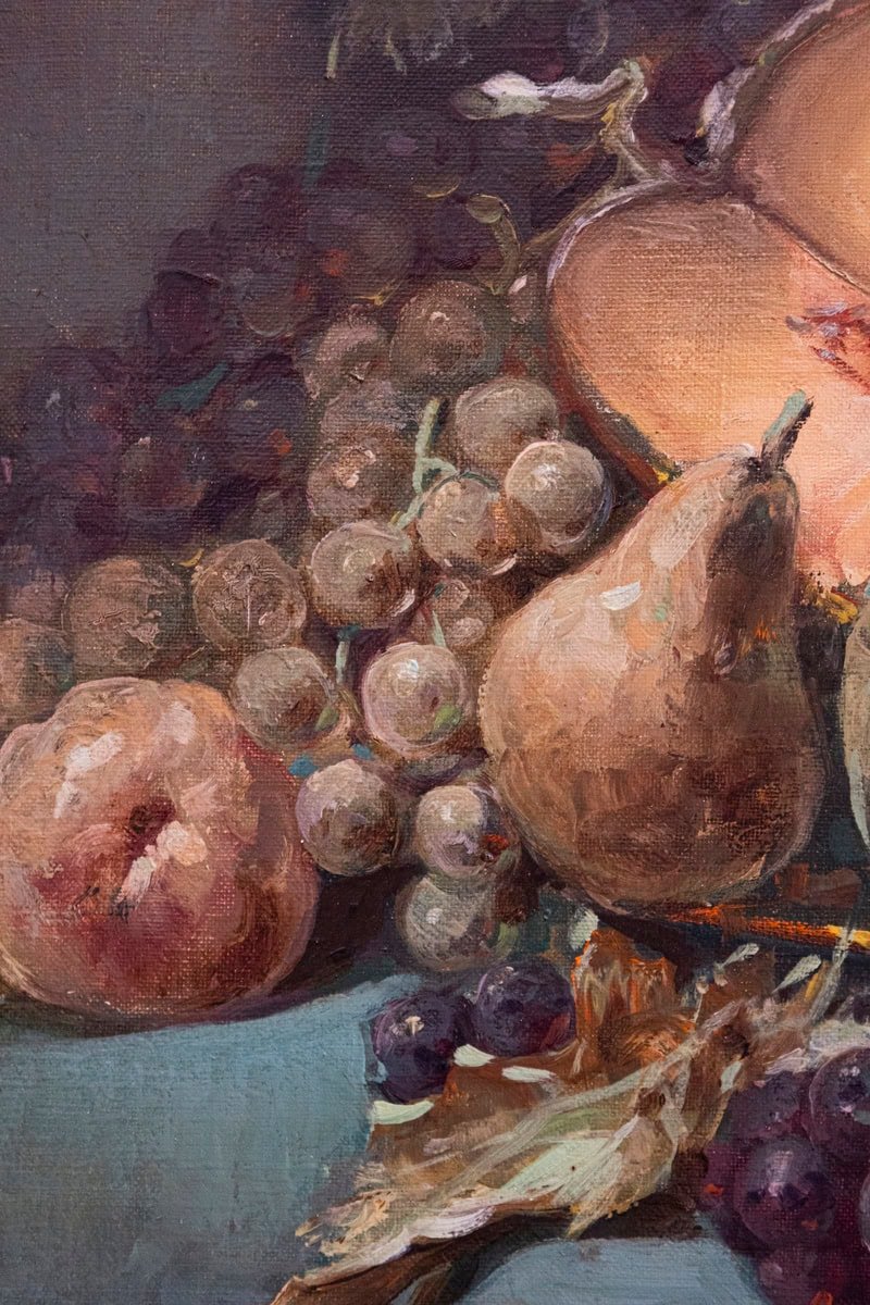 French 1870s Napoleon III Period Still-Life Painting with Giltwood Carved Frame - JAA