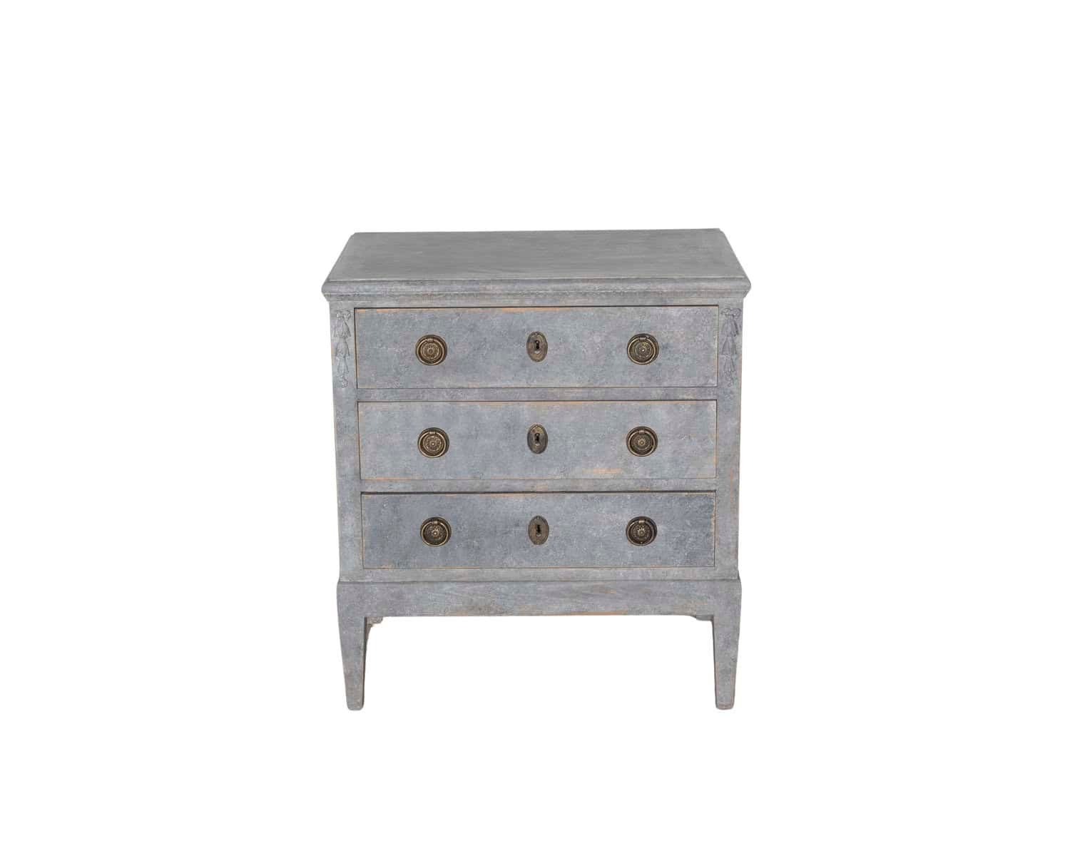 Swedish Painted Chest of Drawers in Grey-Blue, circa 1920
