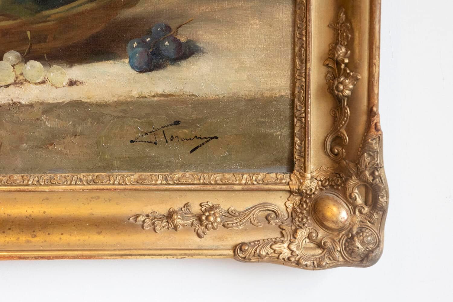 Italian 19th Century Still-Life Oil Painting Depicting Fruits, in Giltwood Frame - JAA