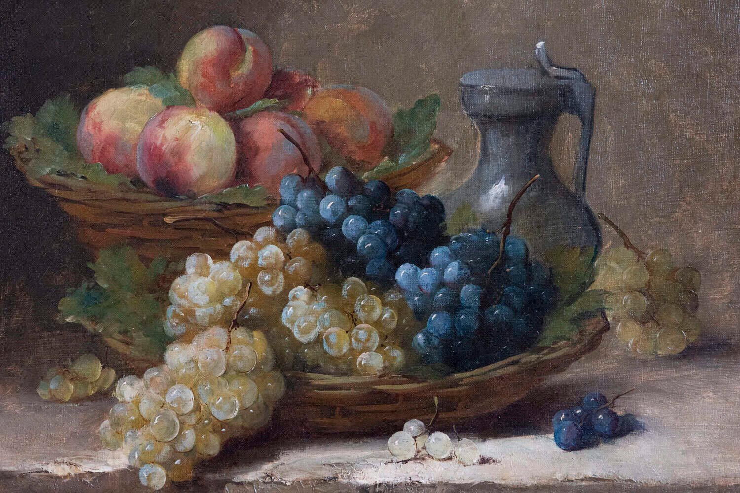 Italian 19th Century Still-Life Oil Painting Depicting Fruits, in Giltwood Frame - JAA