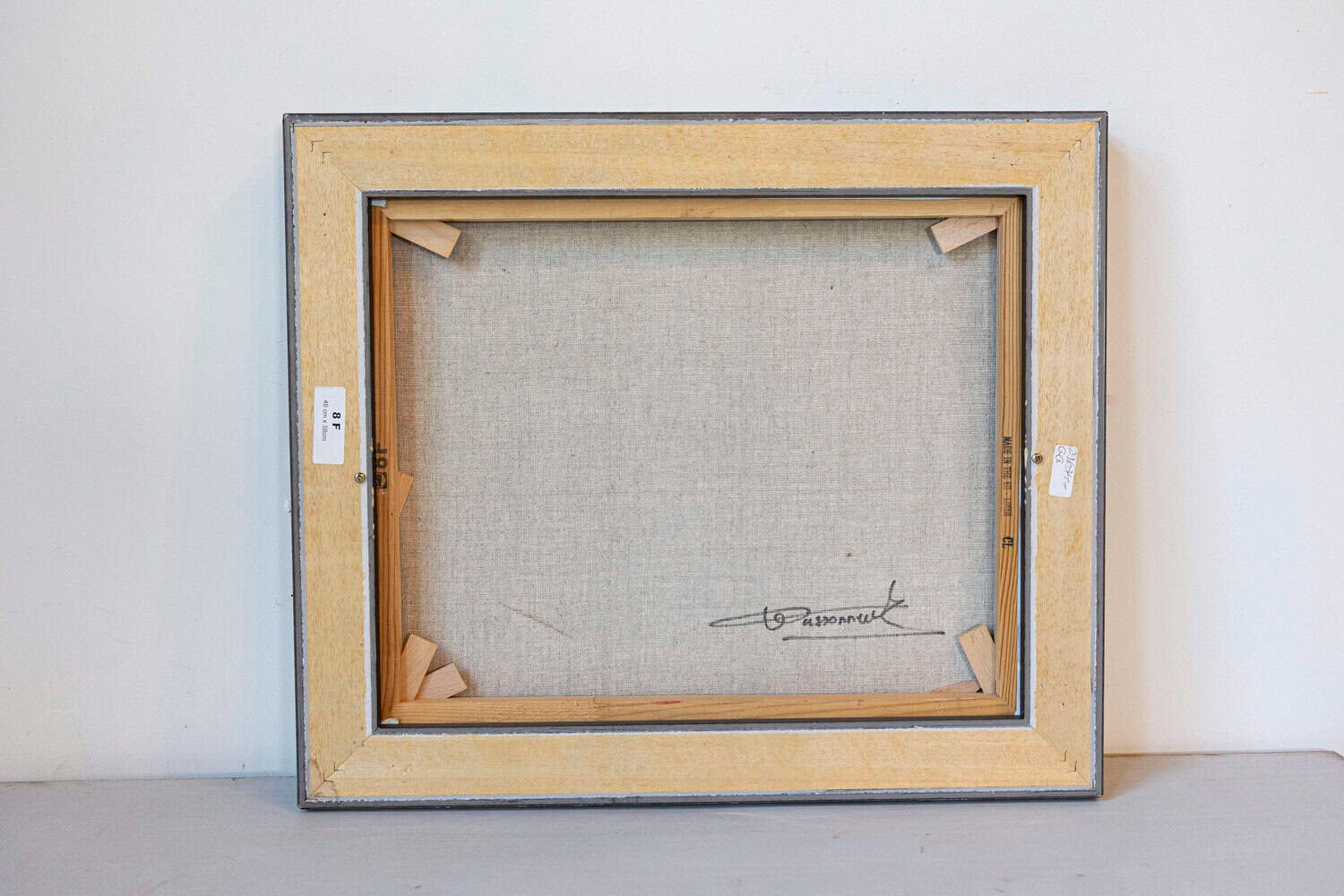 French Late 20th Century Framed and Signed Oil on Canvas Barnyard Scene Painting - JAA