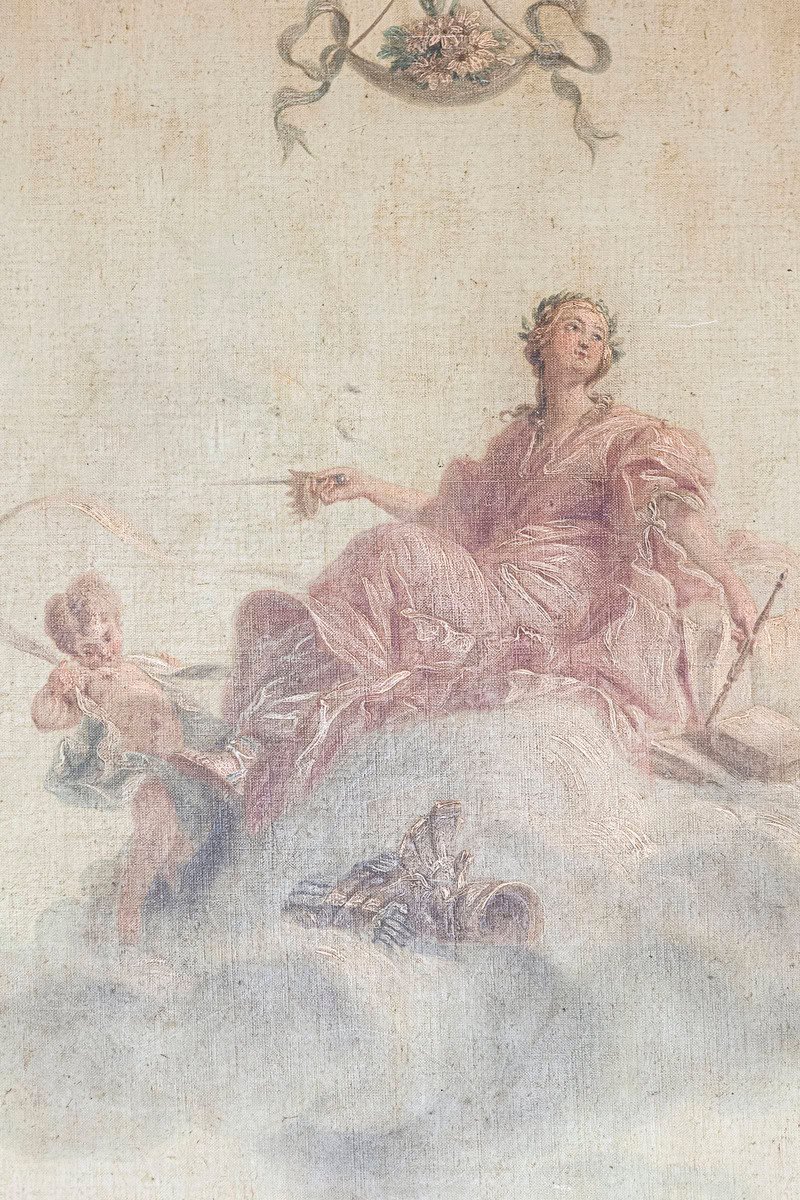 ON HOLD - French 1850s Napoléon III Framed Architectural Panel with Allegory of the Arts - JAA