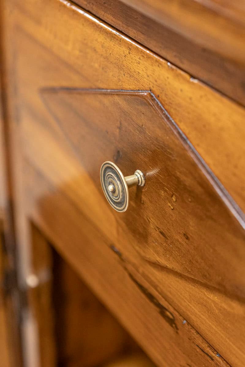 Italian 19th Century Walnut Credenza with Diamond Motifs and Rounded Sides - JAA