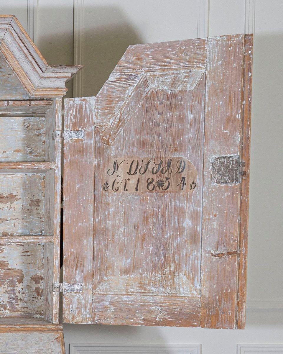 Large Swedish Painted Secretary from Värmland, Dated 1854 - JAA