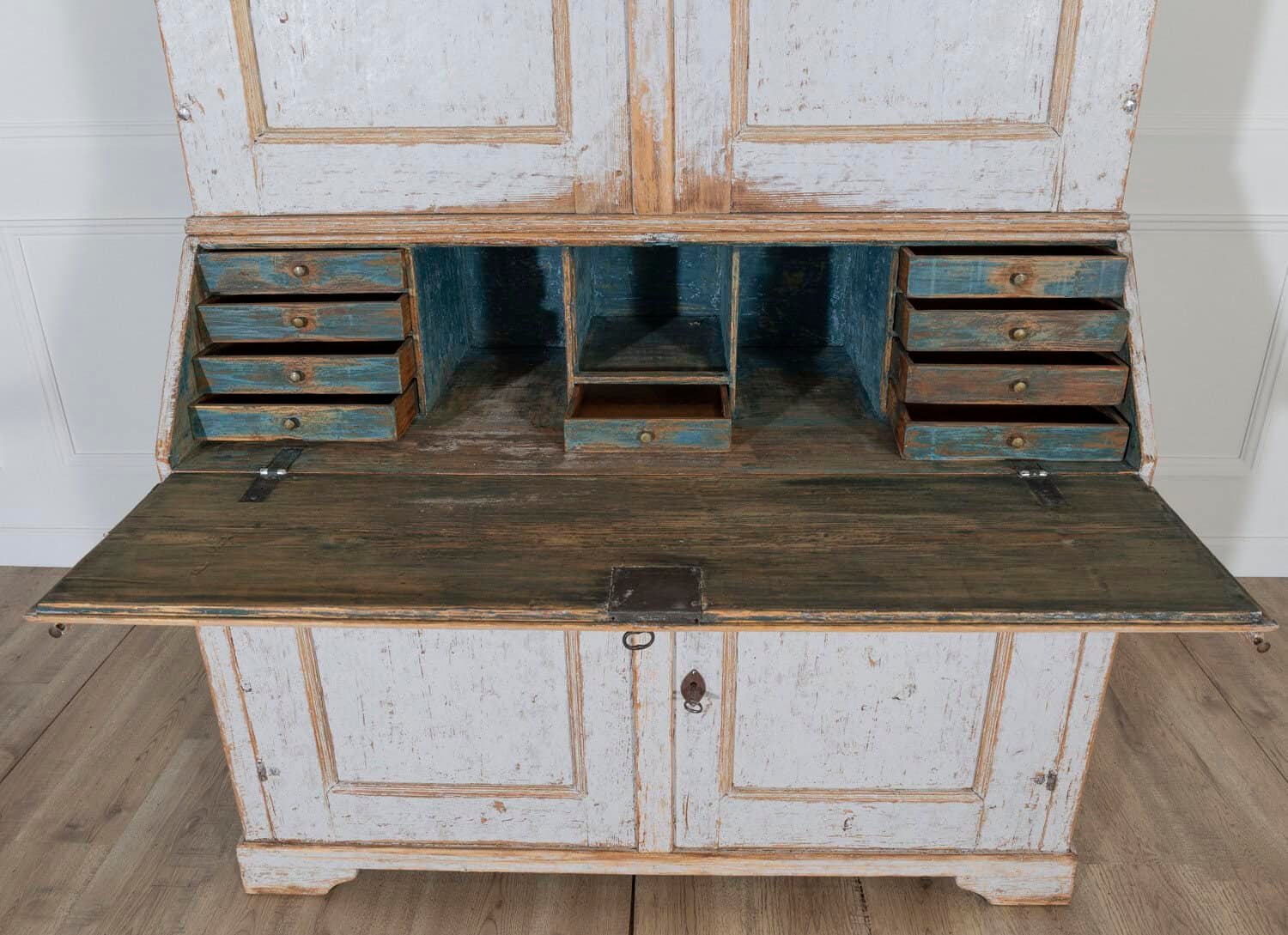 Large Swedish Painted Secretary from Värmland, Dated 1854 - JAA