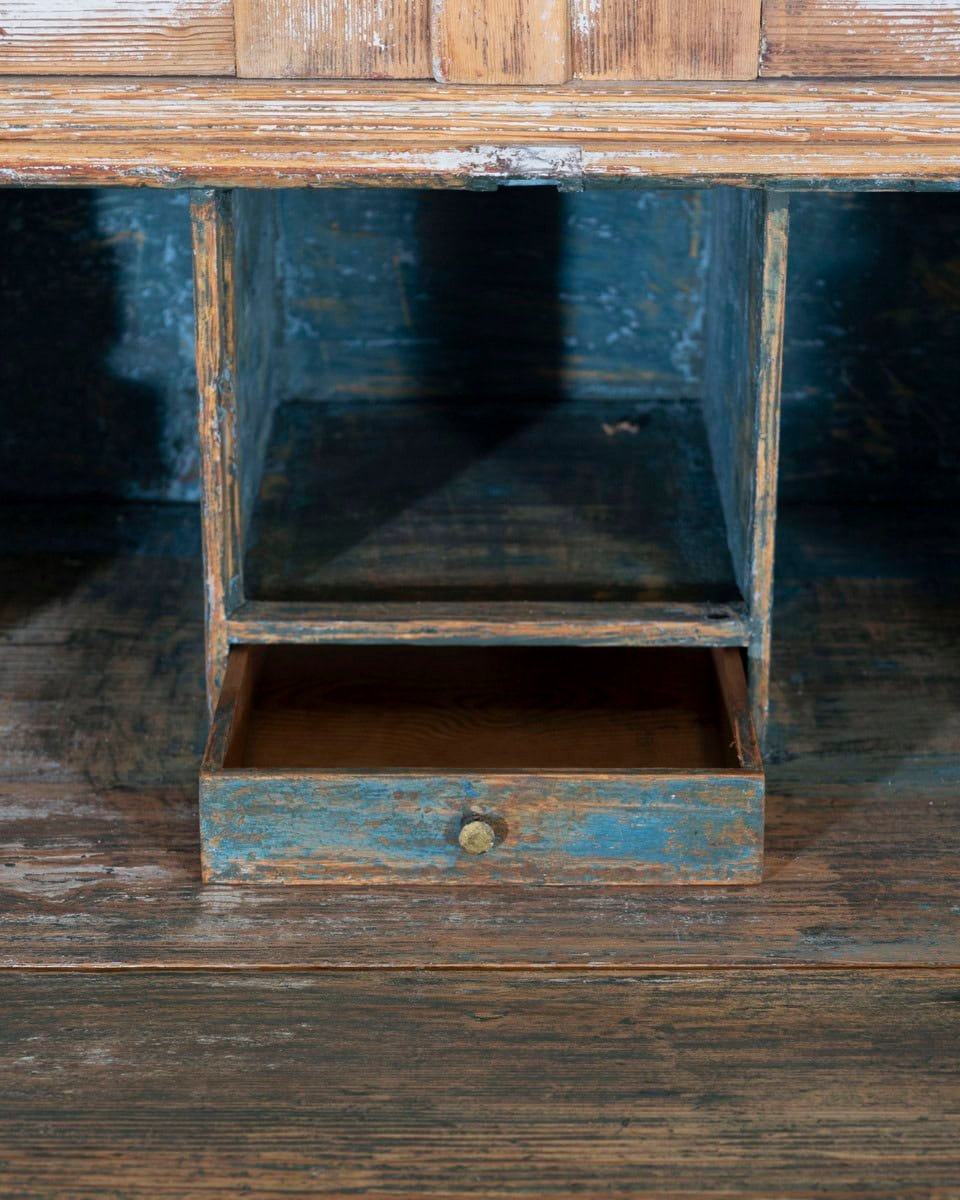 Large Swedish Painted Secretary from Värmland, Dated 1854 - JAA