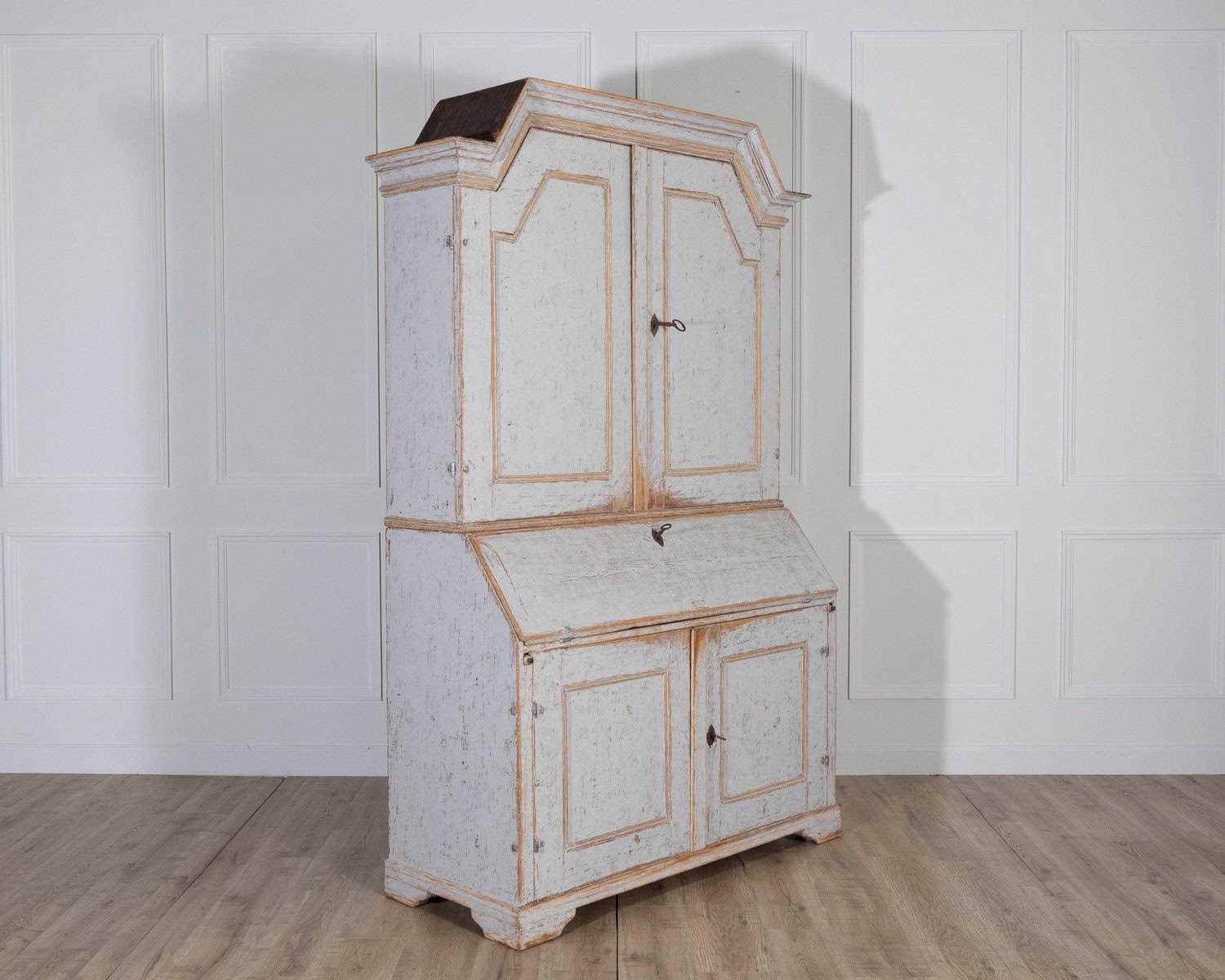 Large Swedish Painted Secretary from Värmland, Dated 1854 - JAA