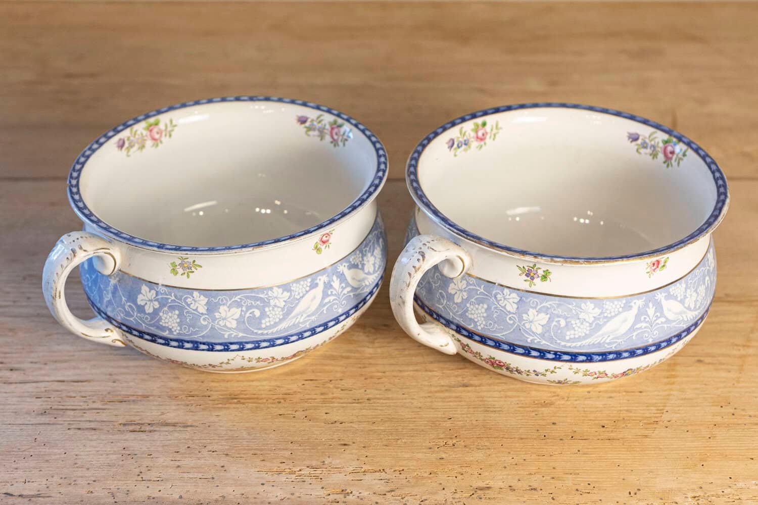 Pair of English Early 20th Century Booths Blue and White China Bowls Produced for Harrods - JAA