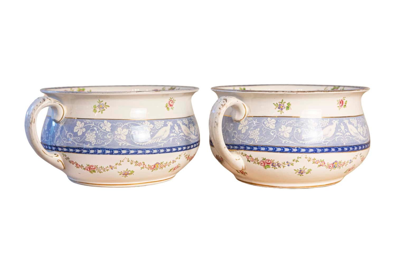 Pair of English Early 20th Century Booths Blue and White China Bowls Produced for Harrods