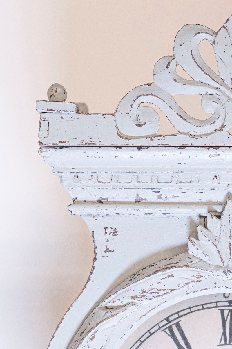 Swedish Neoclassical Style Painted Wood Longcase Clock with Carved Palmette - JAA