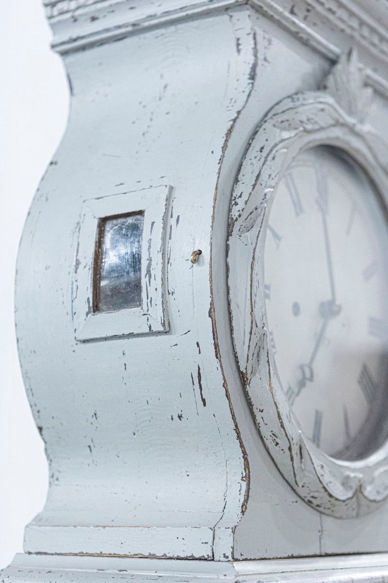 Swedish Neoclassical Style Painted Wood Longcase Clock with Carved Palmette - JAA