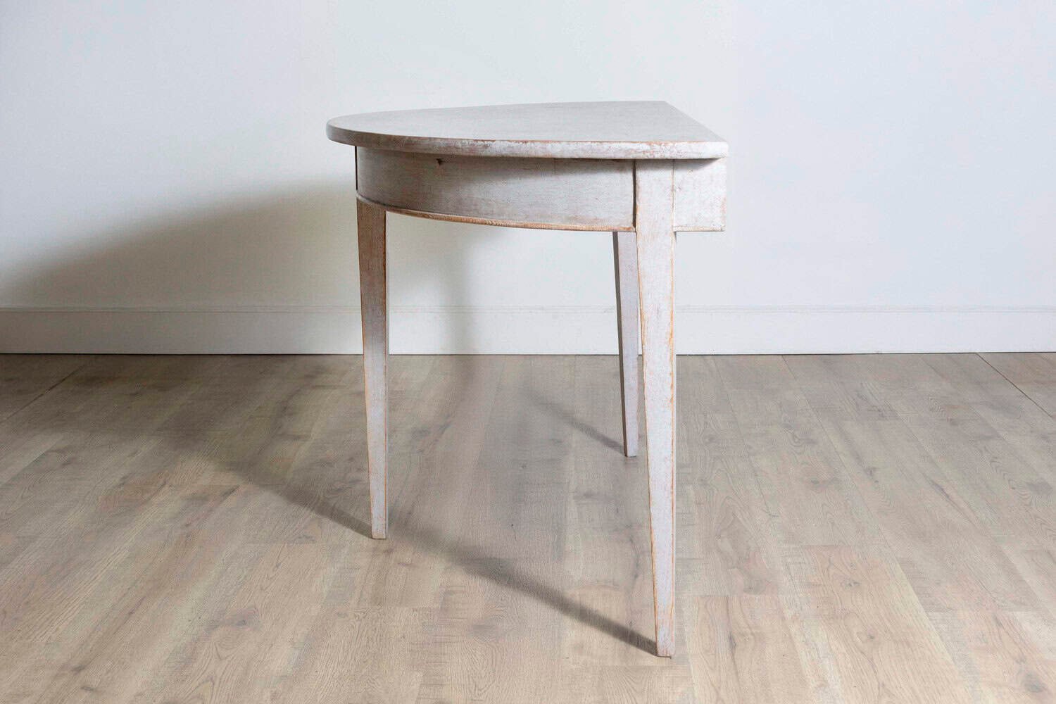 1860s Gustavian Style Swedish Painted Demi-Lune Tables with Tapered Legs - JAA