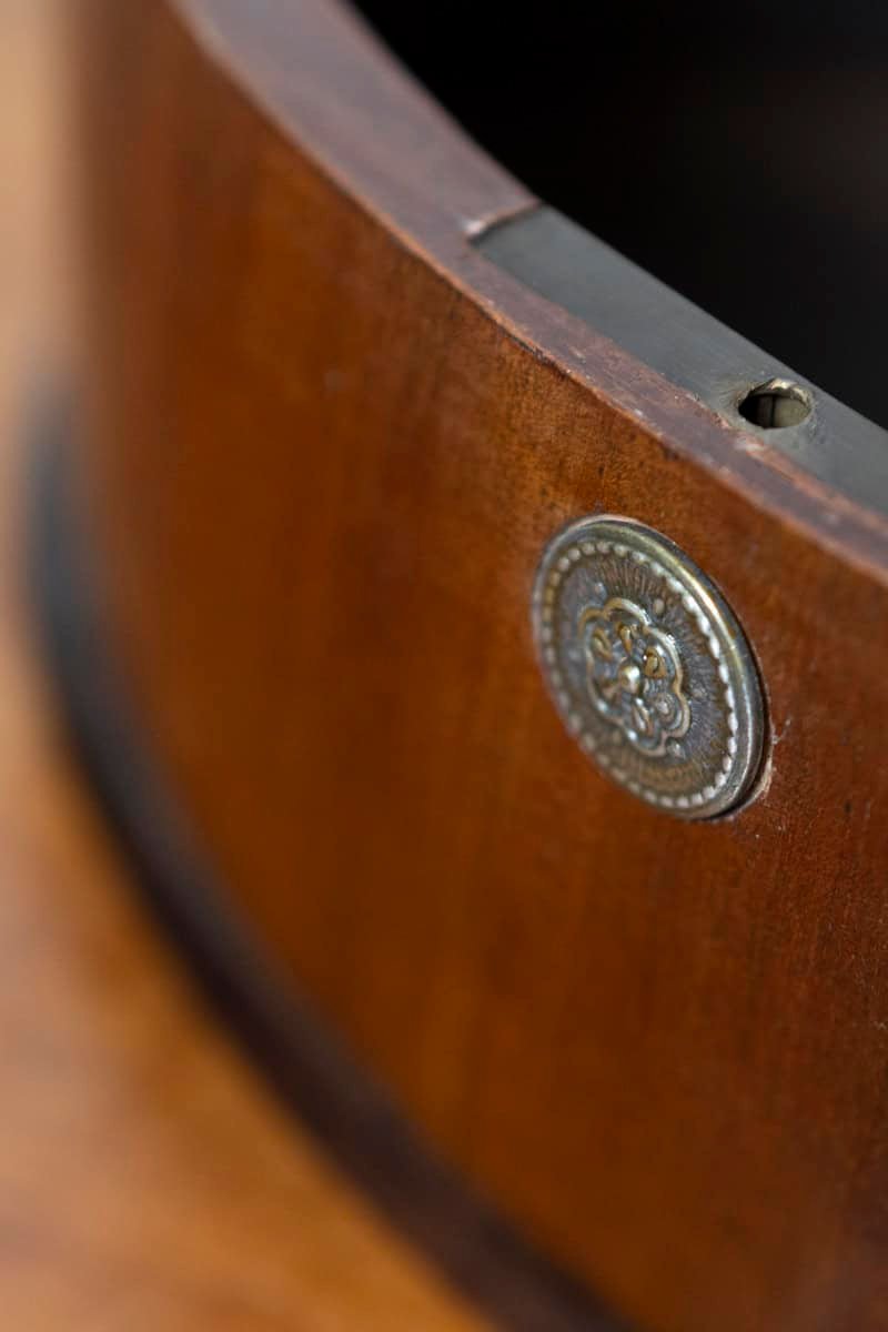 Danish 19th Century Walnut Round Box with Floral Marquetry Lid, Circa 1880 - JAA