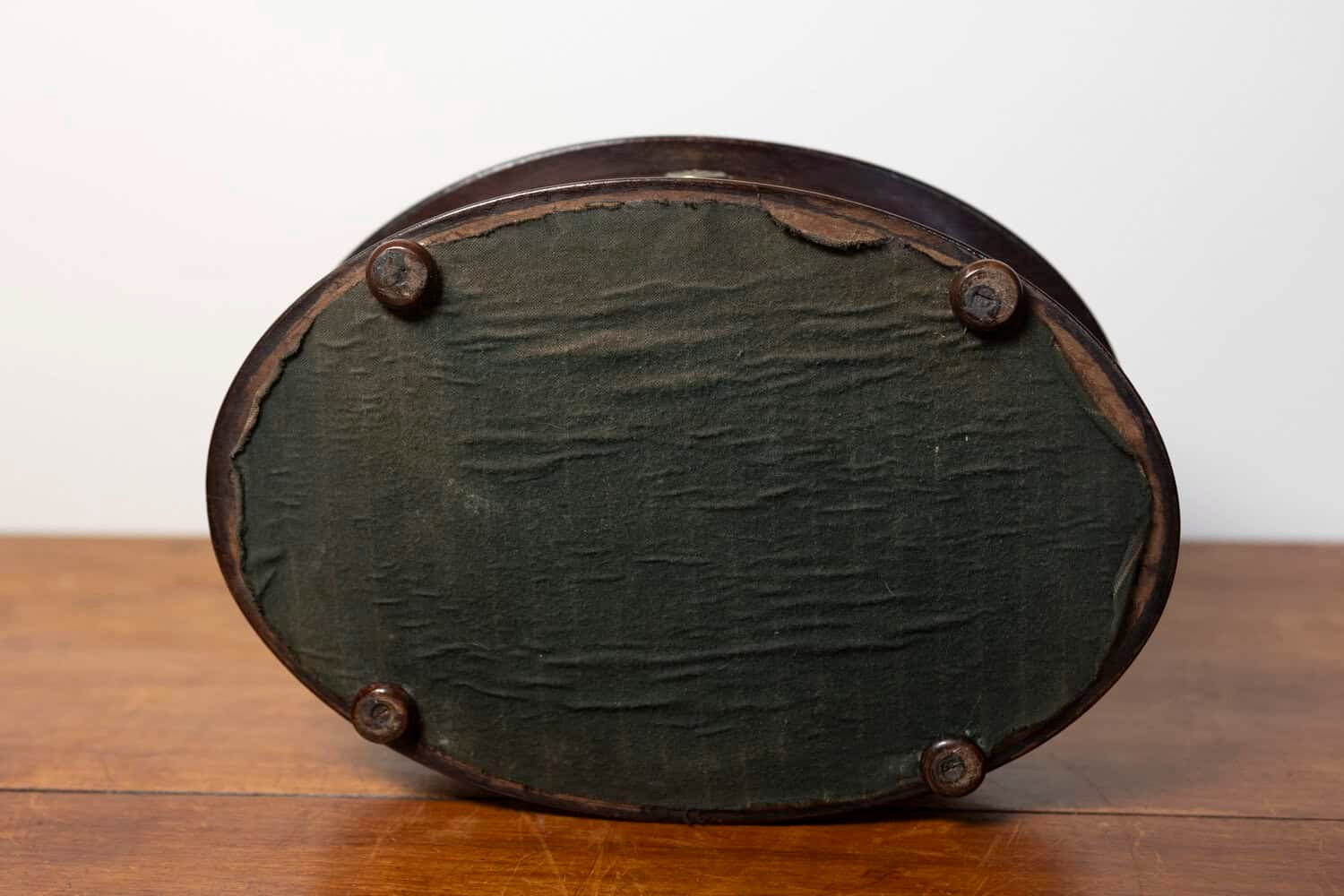 Danish 19th Century Walnut Round Box with Floral Marquetry Lid, Circa 1880 - JAA