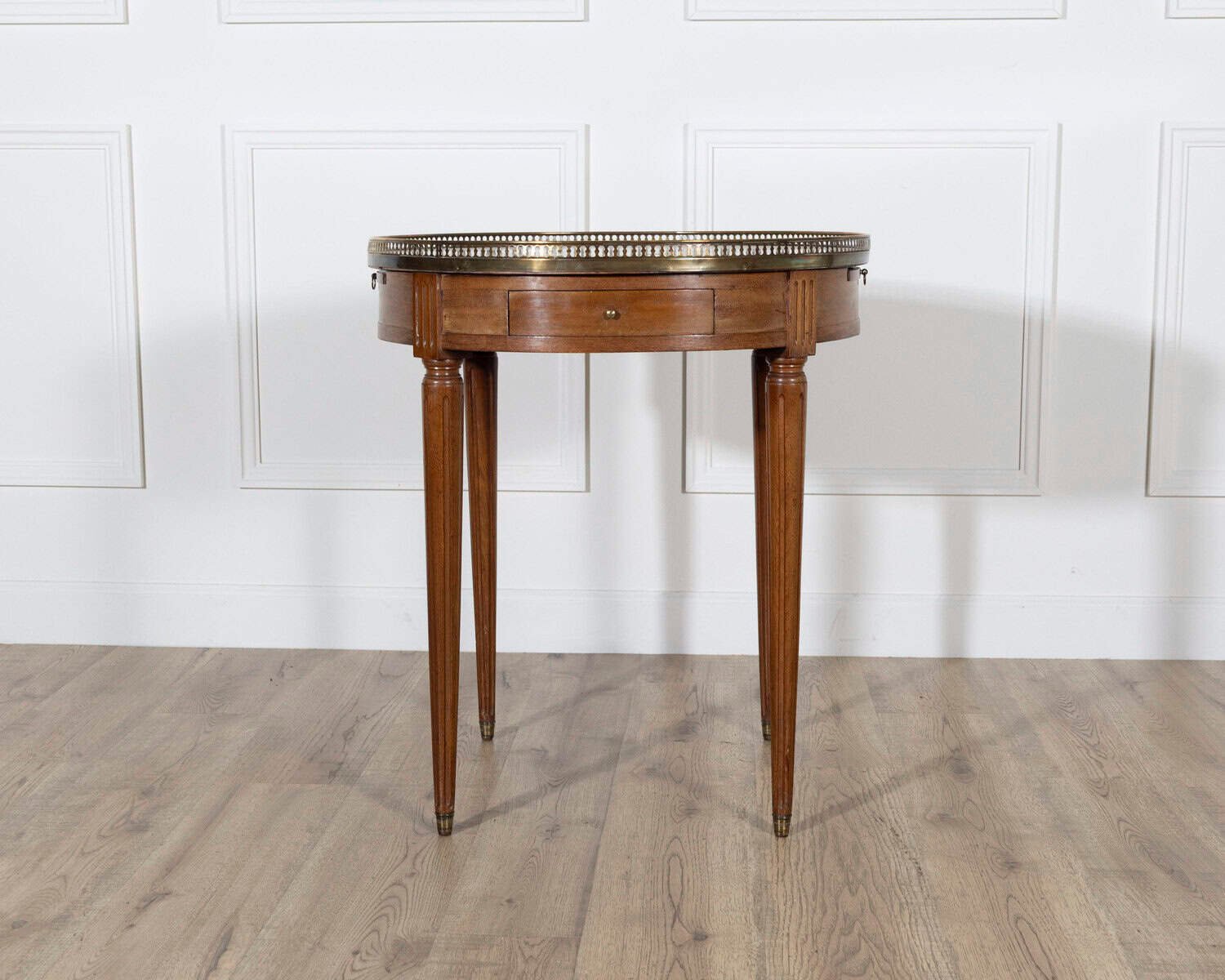 French Louis XVI-Style Mahogany Bouillotte Table with Carrara Marble Top, Late 19th Century - JAA